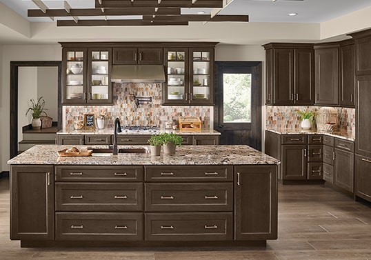 Transitional KraftMaid kitchen in Cannon Grey finish